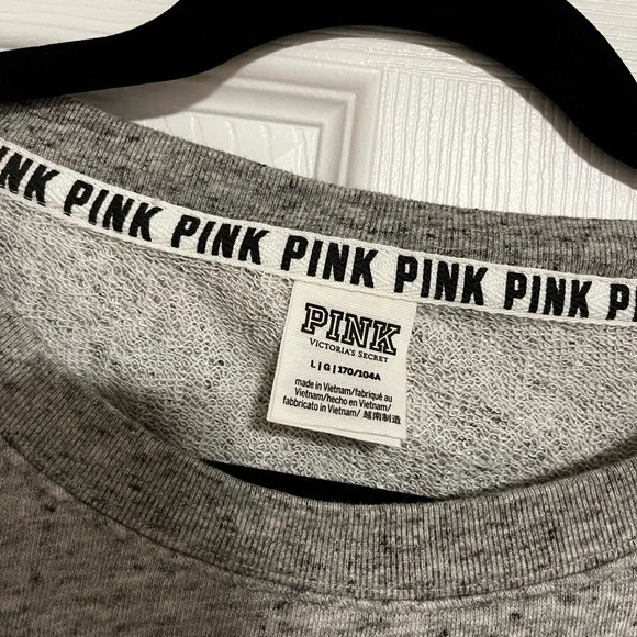 PINK grey pullover sz L - Picture 4 of 5